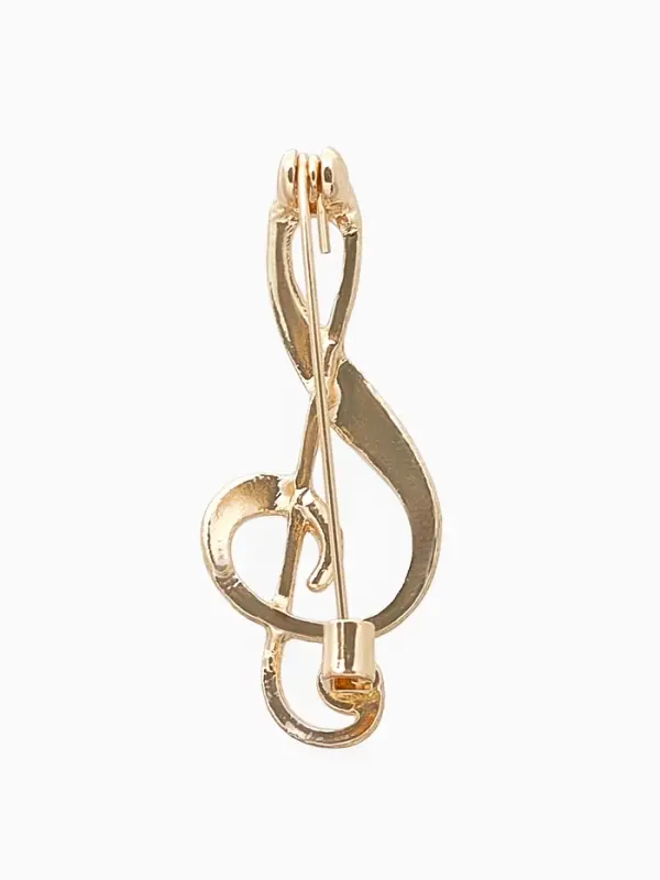 Брошь &laquo;Нота. Скрипичный ключ&raquo;, чёрная в золоте