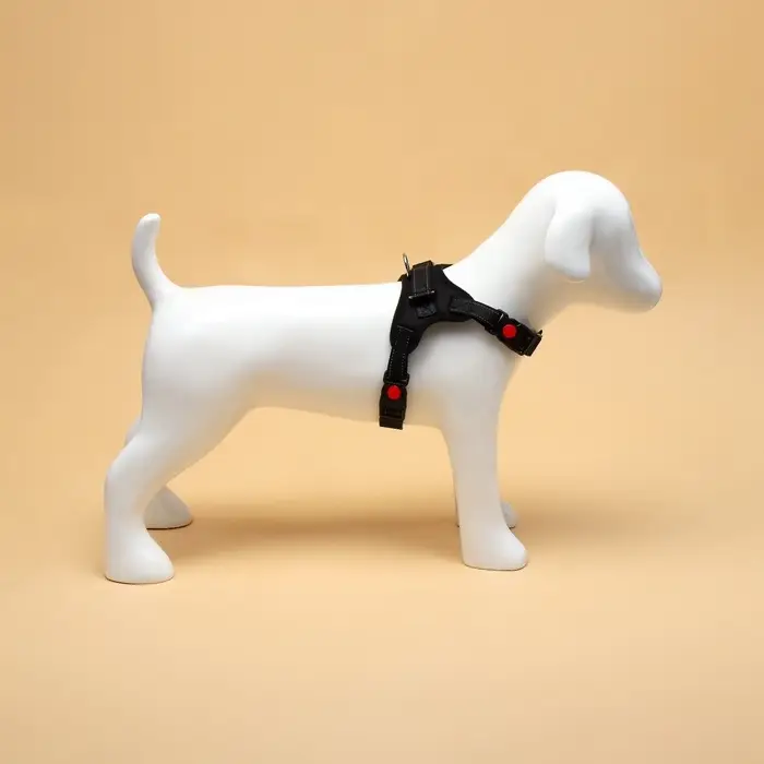 Шлейка К7, размер S, ОГ 44-55 см, вес 5-9 кг, мягкая, светоотражающая, чёрная