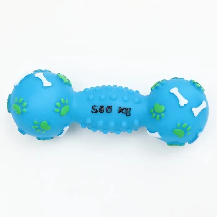 Игрушка для собак &laquo;Гантель 500 kg&raquo;, 17.5 см, пищащая, винил, голубая
