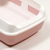 Лоток для кошек, 50.5&times;39&times;23 см, с сеткой и совком, пластик, розовый