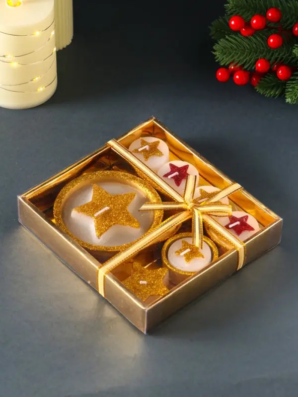 Набор свечей &laquo;Звёзды и подсвечник&raquo;, 7 шт., 15.8&times;16.8&times;3.3 см