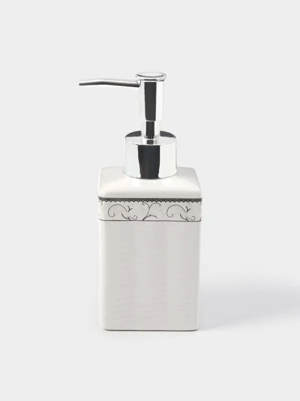 Набор аксессуаров для ванной комнаты &laquo;Завитки&raquo;, 4 предмета, мыльница, дозатор для мыла, 2 стакана, белый