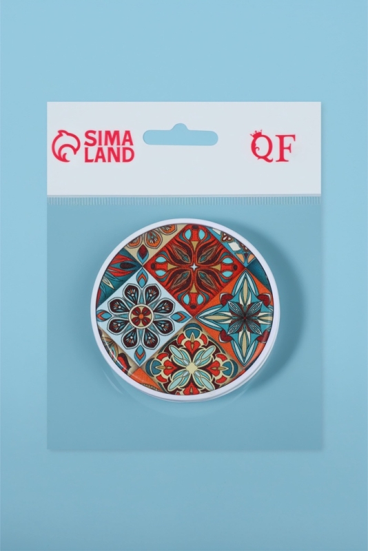 Зеркало складное «Витраж», d = 7,3 см, цвет оранжевый/синий