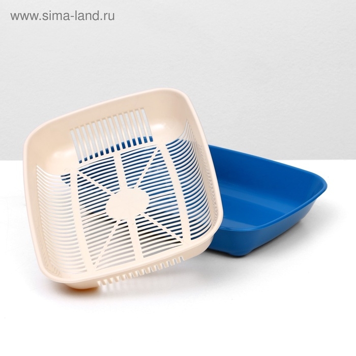 Туалет округлый с сеткой 33,5 х 25 х 6 см, бежевый/синий Туалет округлый с сеткой 33,5 х 25 х 6 см, бежевый/синий
