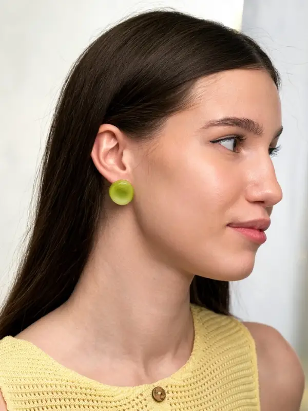 Серьги пластик &laquo;Леденец&raquo;, d=2 см, с разводами белыми, зелёные