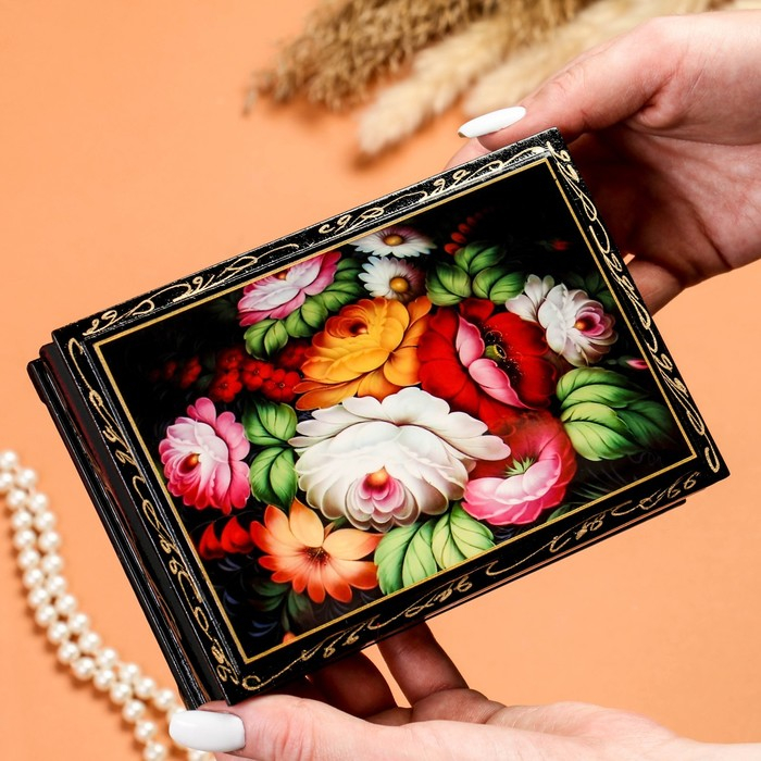 Шкатулка «Жостово», 11х16 см, лаковая миниатюра Шкатулка «Жостово», 11х16 см, лаковая миниатюра