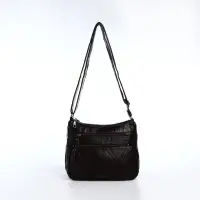 Сумка женская кросс-боди на молнии, 25&times;11&times;19 см, тёмно-коричневая