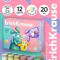 Гуашь 12 цветов х 20 мл, ErichKrause "Jolly Friends Pastel", пастельная гамма, в коробке
