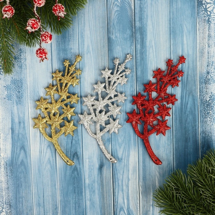 Украшение ёлочное Украшение ёлочное "Звёздный путь" (набор 3 шт) 5,5х13 см, микс