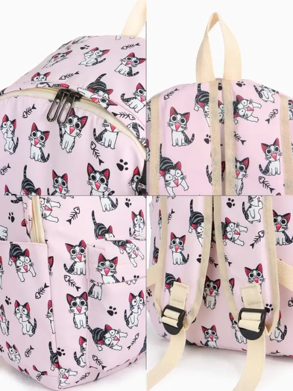 Рюкзак школьный &laquo;Котик&raquo;, с пеналом, 29&times;12&times;41 см, розовый