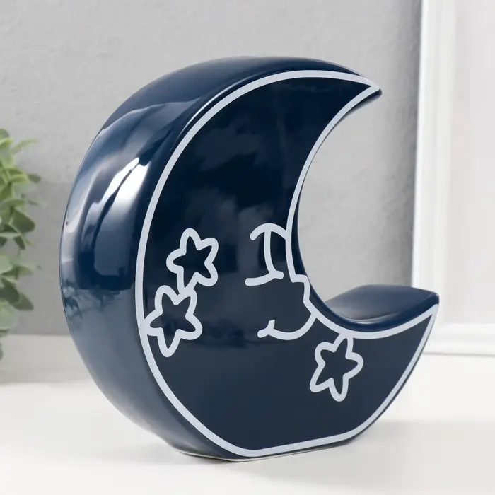 Копилка для денег &laquo;Месяц со звёздами&raquo;, керамика, синий, 20&times;5.5&times;19.8 см