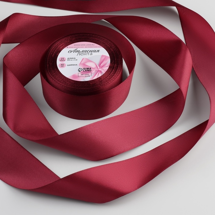 Лента атласная, 40 мм &times; 23 &plusmn; 1 м, цвет бурый №284