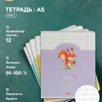 Тетрадь 12 листов в косую линейку &laquo;Лохматики&raquo;, обложка мелованный картон, блок офсет, МИКС