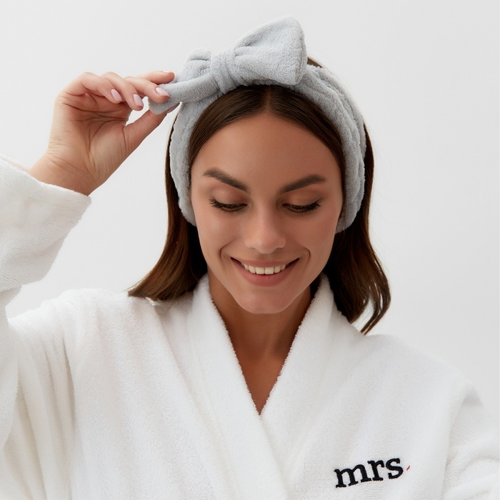 Повязка на голову Этель цв. Бежево-серый, 100% п/э Повязка на голову Этель цв. Бежево-серый, 100% п/э