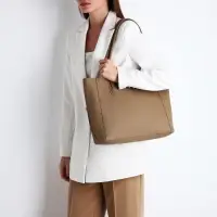 Шоппер женский, на молнии, 33&times;12&times;28 см, однотонный, бежевый