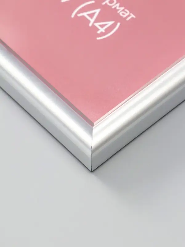 Фоторамка для фото 21х29,7 см (А4) "Oframe", пластик, серебряный, (пластиковый экран)