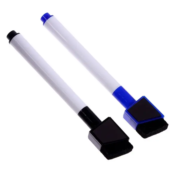 Маркеры на водной основе со стиралкой и магнитом 2 шт., цвет чёрный и синий Маркеры на водной основе со стиралкой и магнитом 2 шт., цвет чёрный и синий