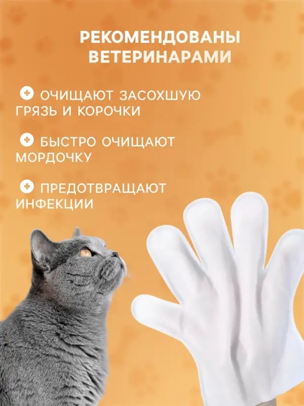 Влажные перчатки-салфетки для ежедневного ухода, 6 шт.