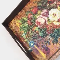 Поднос с ручками Дарим Красиво &laquo;Цветы&raquo;, дерево, 30&times;20&times;4.5 см, разноцветный