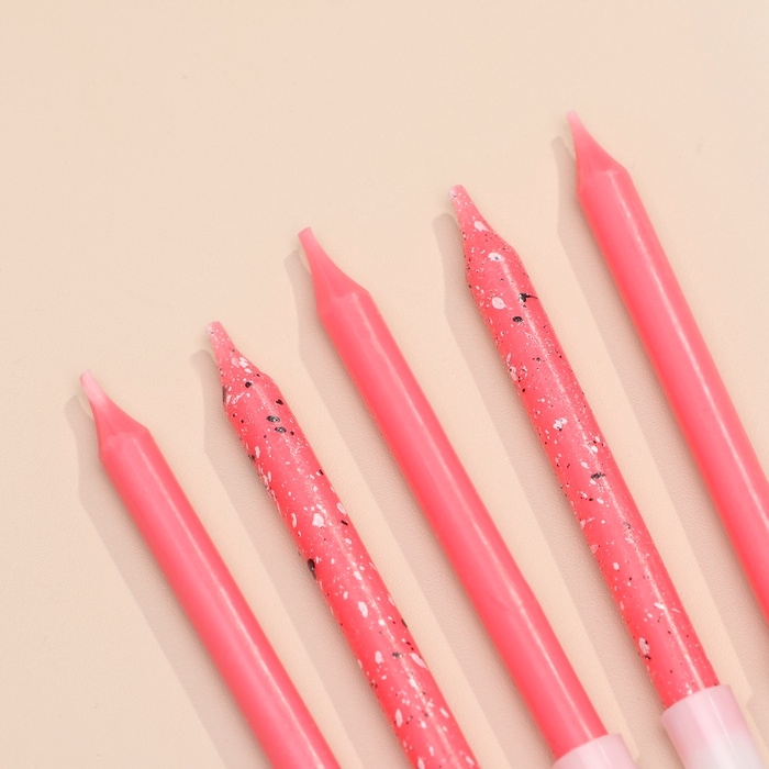 Свечи для торта Свечи для торта "Блестящая вечеринка", 6 шт, розовые