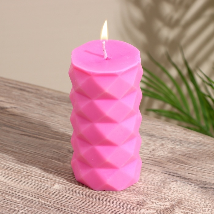 Свеча  Свеча "Столб ромбики" 6х6х12 см, соевый воск, микс