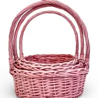 Набор корзин 3 шт ИВА 38x38x14 33x33x12 27х27x12 см ПЛЕТ ручка h=20/18/16 см