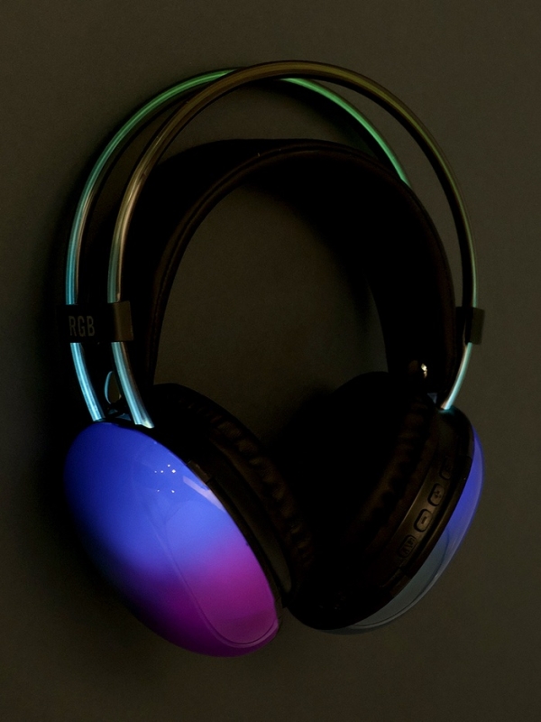 Наушники полноразмерные Mybit W-33, RGB подсветка, BT5.3, 800 мАч, Type-C, чёрные