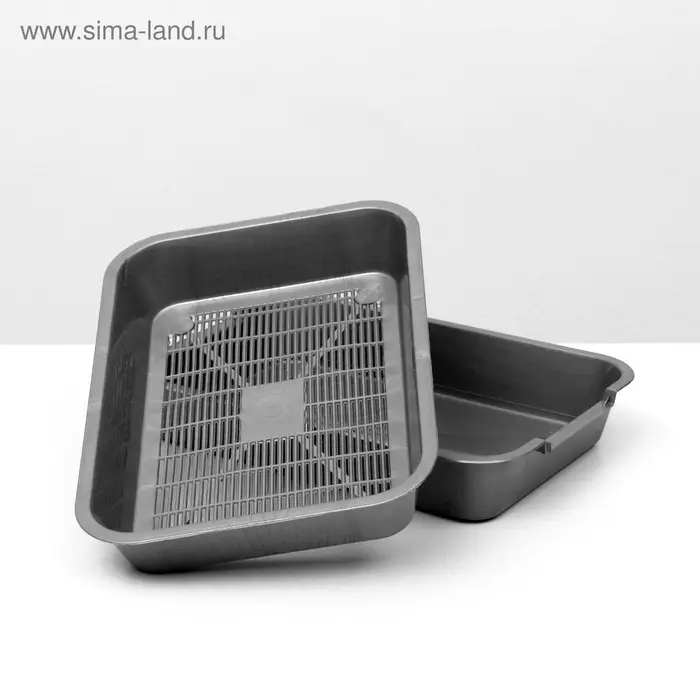 Туалет для кошек, 36&times;26&times;6.5 с, средний, с сеткой, перламутровый, серебро