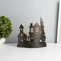 Фигурка светящаяся RISALUX &laquo;Вечерний город&raquo;, LED-ночник, 3&times;ААА, чёрный, 10.8&times;19.5&times;20 см