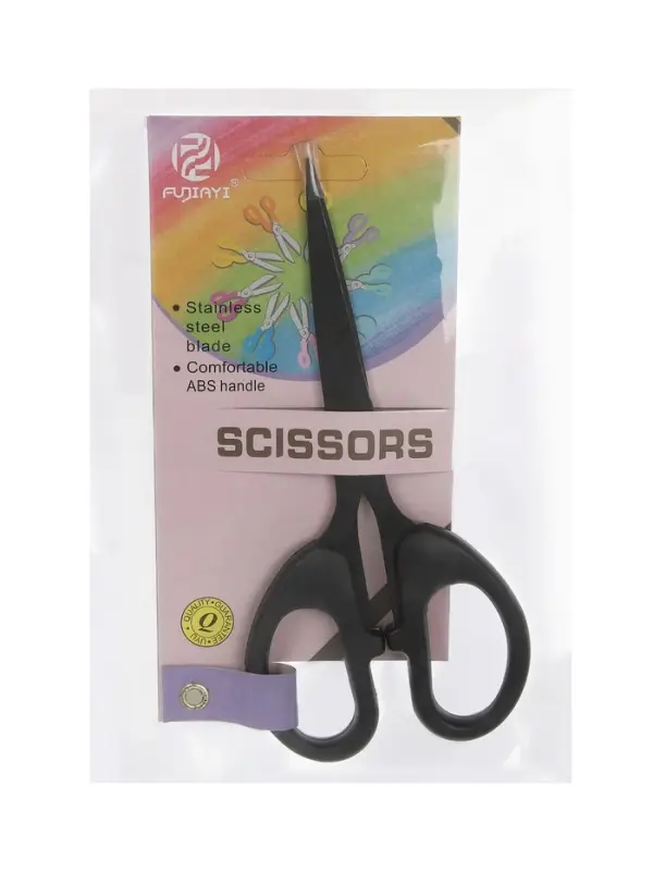 Ножницы канцелярские 14см, черные, длина лезвия 8,7см