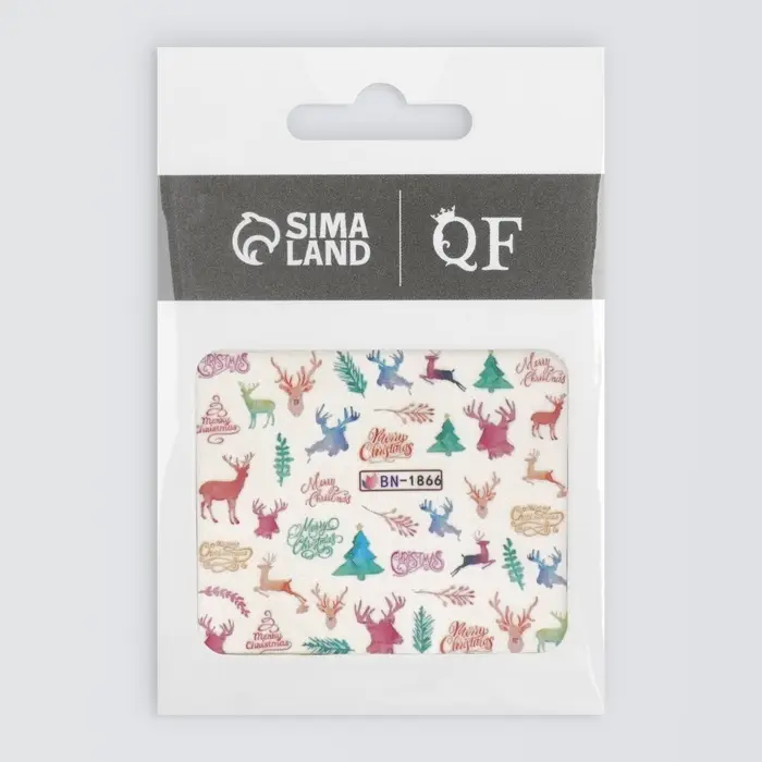 Слайдеры для ногтей «Олени», разноцветные Слайдеры для ногтей «Олени», разноцветные