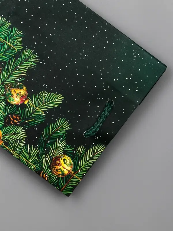 Пакет подарочный новогодний ламинированный, «Ветки елки» , 11.5×6.5×14.5 см