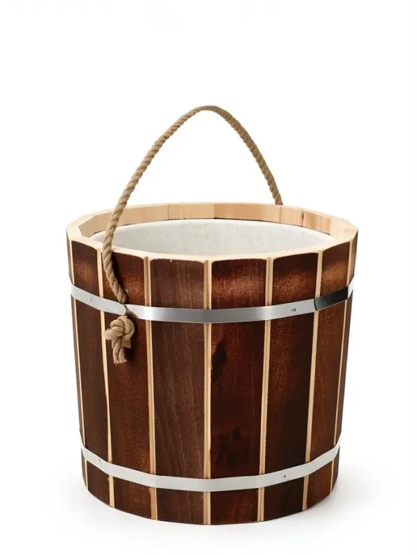 Ведро из липы, 15л,  пластиковая вставка, ручка-веревка "Добрыня"