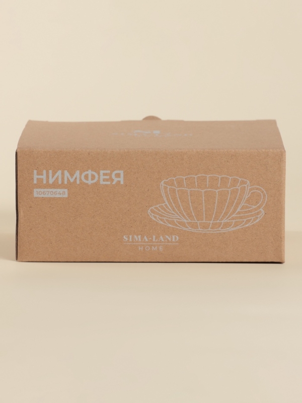 Чайная пара SL Home "Нимфея" 270 мл, чашка 11,4х6 см, блюдце 15,5х2 см, цвет теплый белый