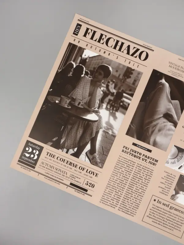 Плёнка флористическая &laquo;Газета любви&raquo;, бежевый, 65 мкм, 50&times;57&plusmn;1 см