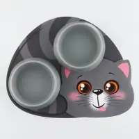 Набор коврик под миску "Вку-у-усно!" + 2 миски пластиковые серые Набор коврик под миску "Вку-у-усно!" + 2 миски пластиковые серые