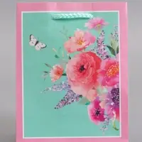 Пакет подарочный ламинированый "Цветочный подарок" 11,5 х 14,5 х 6,5 см