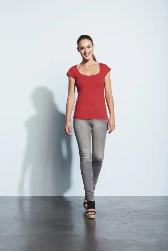 Футболка женская с глубоким вырезом MELROSE 150 красная, размер S