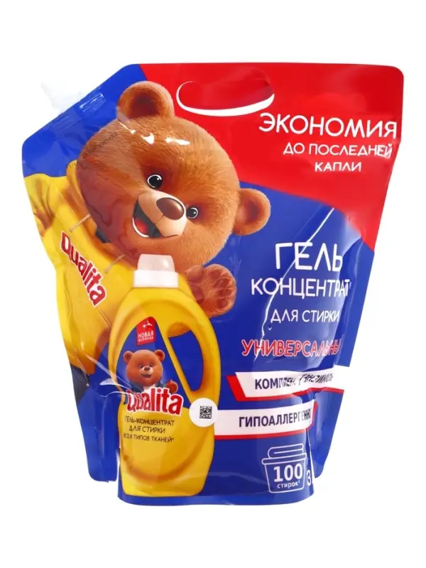 Жидкое средство для стирки Qualita, гель, универсальное, 3 л