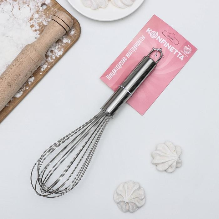 Венчик для взбивания KONFINETTA «Сильвер», струна 1,3 мм, 30×8×8 см, цвет серебристый Венчик для взбивания KONFINETTA «Сильвер», струна 1,3 мм, 30×8×8 см, цвет серебристый