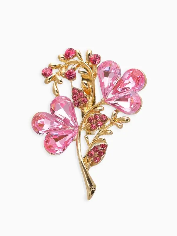 Брошь &laquo;Цветок Трилистник&raquo;, розовая в золоте