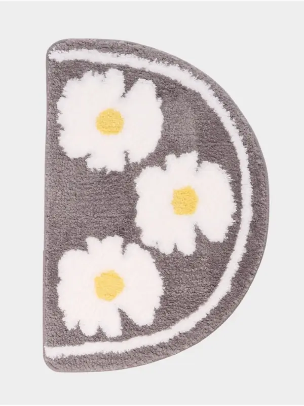 Коврик Доляна Daisies, 40&times;60 см, микрофибра, серый
