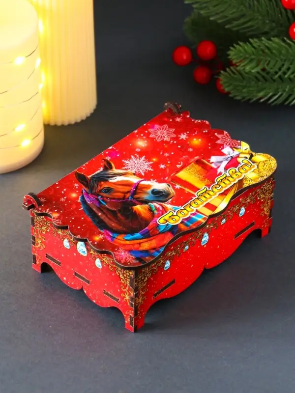 Шкатулка новогодняя "Богатства" 14х9,3х6 см