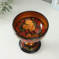 Конфетница на ножке, 14&times;14 см, дерево, хохлома