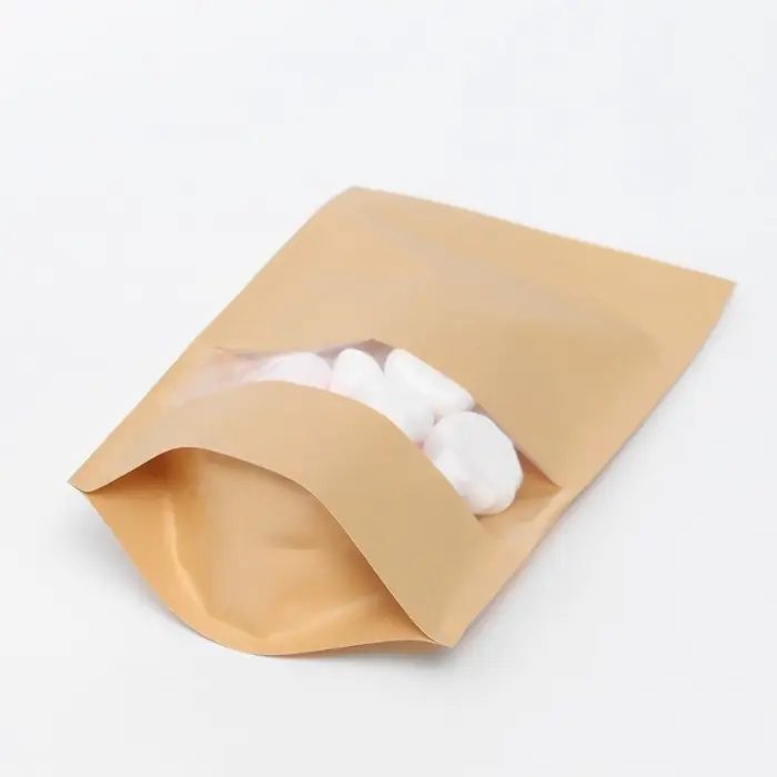 Пакет фасовочный, крафт, зип - лок, с окном, 20(4) &times; 30 см