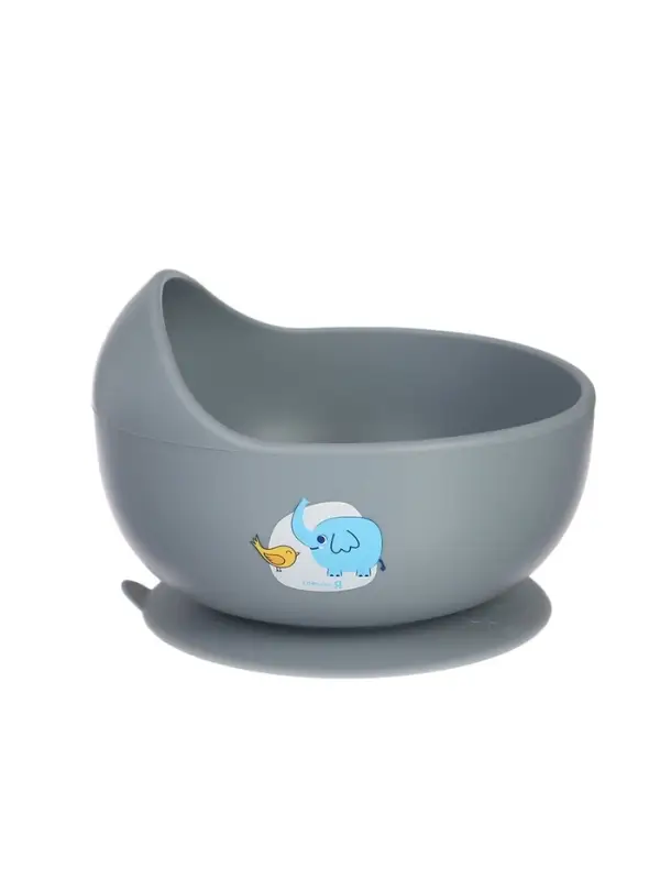 Детская силиконовая тарелка, со слонёнком, цвет серый