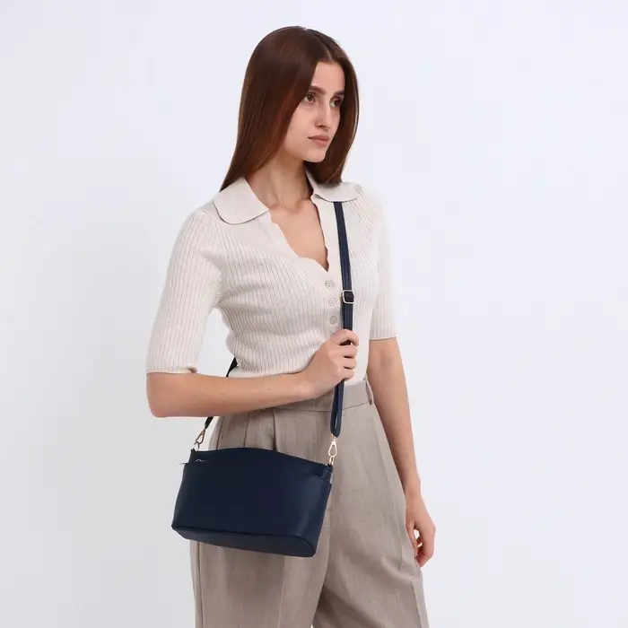 Сумка женская кросс-боди на молнии, 23&times;9&times;15 см, тёмно-синяя