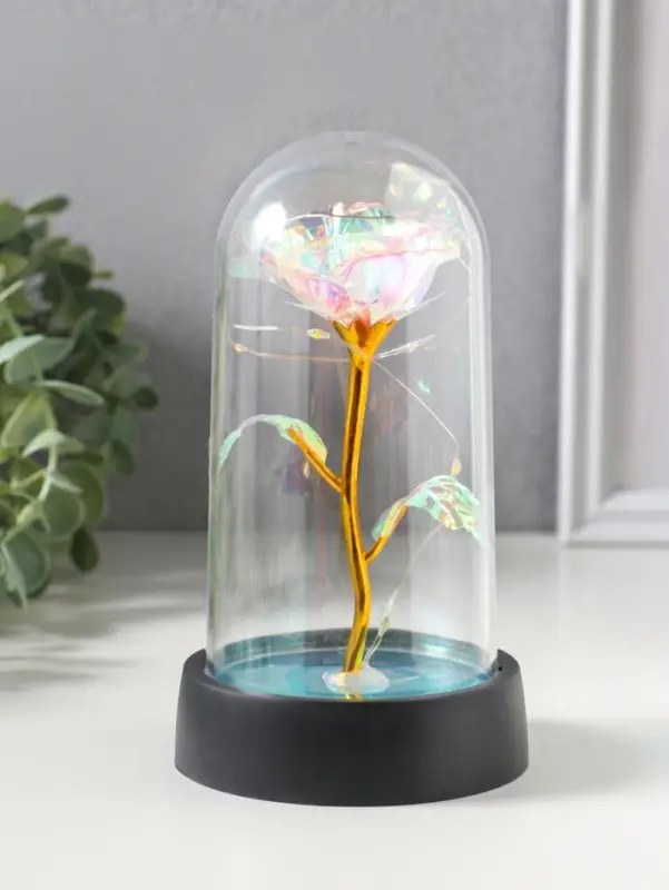 Фигурка световая колба RISALUX &laquo;Цветок&raquo;, LED-ночник, 3&times;AG10, белый, 8.5&times;8.5&times;15.5 см