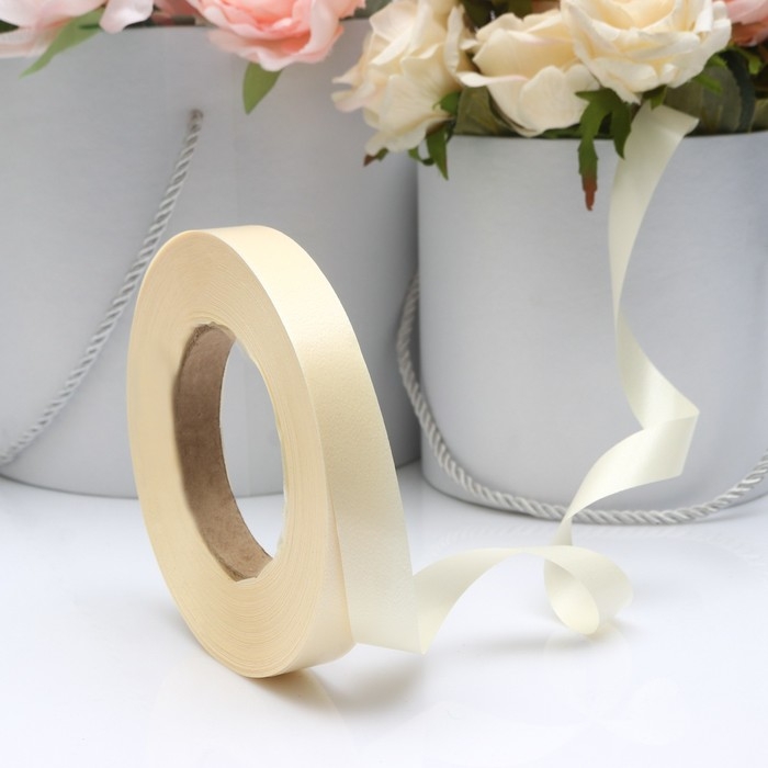 Лента для декора и подарков, шампань, 2 см х 100 м Лента для декора и подарков, шампань, 2 см х 100 м