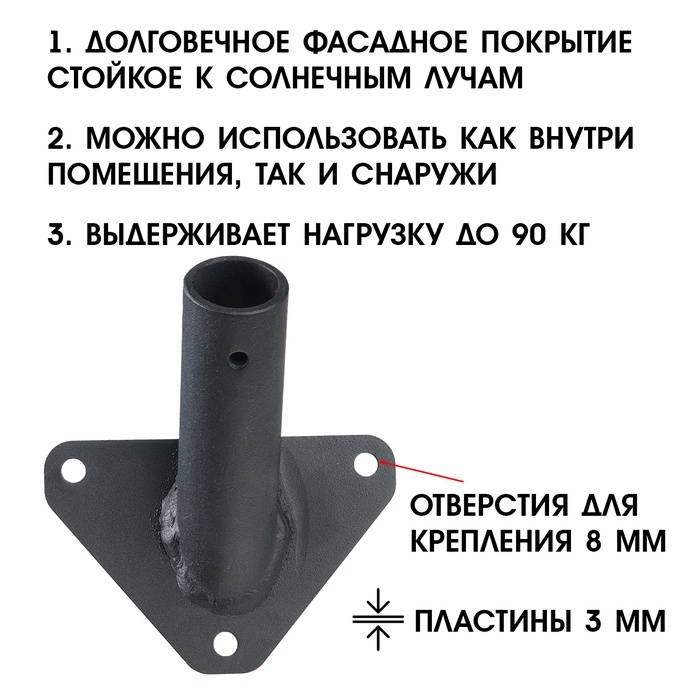 Флагшток – кронштейн, крепление для флага, уличный, настенный d-2.7 см, чёрный Флагшток – кронштейн, крепление для флага, уличный, настенный d-2.7 см, чёрный